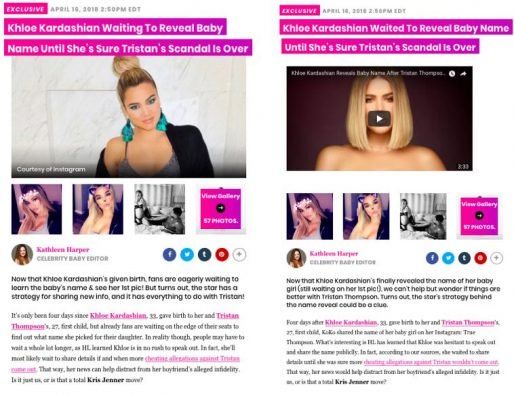 Khloe Kardashian Babyname enthüllt enthüllt HollywoodLife als Lügner